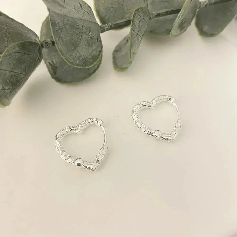 925 Sterling Silver Dainty Heart Huggie Earrings Small Hoop Earrings